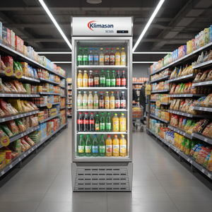 Refrigerador de exhibición de bebidas vertical comercial de 468 L, puerta de vidrio individual, refrigeración por aire, temperatura única, Klimasan SC505, 5 estantes - Product Image 3