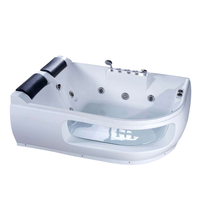 Baignoire intérieure en acrylique HG avec fenêtre frontale incurvée transparente, deux appuie-têtes et jets visibles pour importateurs et propriétaires de marques