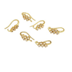 U Shaped Diamond Set Ear <b>Hooks</b> 18k Gold Plated Silver Jewelry Findings DIY <b>Earrings</b> Components For Crafting Accessories - Product Image 5