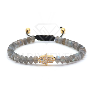 GOLDIX Jewelry New HipHop Luxury Micro Pave Hamsa Hand Charm <span class=keywords><strong>Bracelet</strong></span> Custom Logo Macramé pour Hommes Femmes pour Cadeaux Main <span class=keywords><strong>Jade</strong></span> - Product Image 4