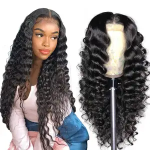 Afro Deep Curly 13*4 Lace Front Bob Wigs, Indian Human Hair Deep Wave Lace Front Short Blunt Cut Wig ear to ear lace frontal