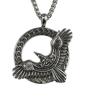 Collar de Acero Inoxidable con Colgante de Águila y Luna Vikinga Nórdica yunnique para Hombre, Estilo Punk con Grabado en Relieve, Regalo - Product Image 1