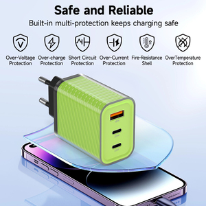<span class=keywords><strong>Chargeur</strong></span> GaN 3-en-1 <span class=keywords><strong>Super</strong></span> Rapide <span class=keywords><strong>65W</strong></span> PD 3.0 QC3.0 OTP OVP OCP USB-A & USB-C avec Sortie 5V/3A Écologique Universel pour le Marché Indien - Product Image 6
