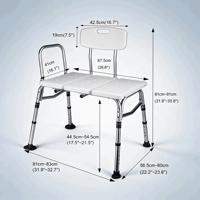Banc de transfert réglable en aluminium avec dossier et accoudoirs latéraux, siège de douche antidérapant pour personnes âgées, handicapées, chaise de sécurité pour salle de bain