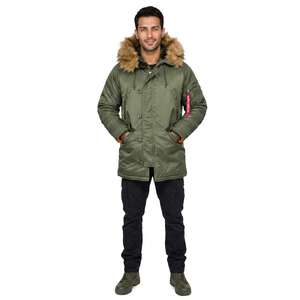 <b>Men's</b> Comfortable Classic Autumn Hooded Windbreaker <b>Jacket</b> Stand Collar 100% Cotton Canvas Fabric Front Logo Customizable - Product Image 1