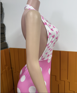 PEEQI Tuta Estiva in COTONE misto rosa, Streetwear Carino Senza Maniche con Schiena Scoperta a Pois, Tuta Intera Casual <span class=keywords><strong>Elegante</strong></span> da <span class=keywords><strong>Donna</strong></span> - Product Image 4