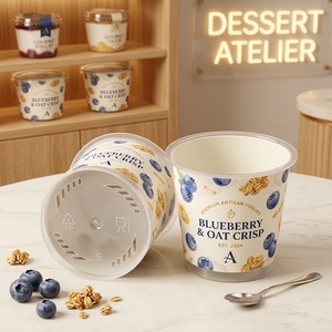 Emballage en plastique jetable <span class=keywords><strong>pour</strong></span> crème glacée à emporter, gobelet à yaourt à double couche en PP avec couvercles <span class=keywords><strong>pour</strong></span> smoothie, salade, jus, fruits - Product Image 3