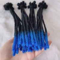 Bas fait à la main naturel noir afro 1b bleu 14 pouces 0.6 cm 100% cheveux humains locs extension crochet dreadlocks extensions de cheveux