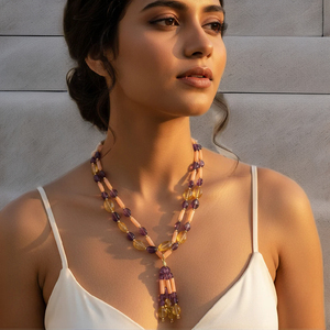 Bohemian Beaded <b>Necklace</b> Women Amethyst Tassel Pendant Colored Stone Party Jewelry Fashion <b>Statement</b> Piece - Product Image 3