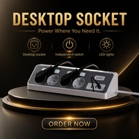 Nouvelle Prise de Bureau Populaire à Commande Indépendante, Multiprise d'Extension 8-en-1 avec LED, Coin de Bureau avec USB, Normes Européennes