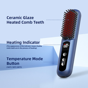 Bán hàng nóng OEM nhà máy 55 Wát 5000mAh Pin <span class=keywords><strong>LCD</strong></span> hiển thị không dây sưởi ấm không dây ion âm điện bàn chải tóc - Product Image 2