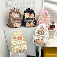 Mochilas Escolares Impermeables de Nailon con Cremallera de Capibara de Dibujos Animados, Lindas y Prácticas, de Gran Capacidad, con Bolsillo para Computadora, Venta al por Mayor para Niños