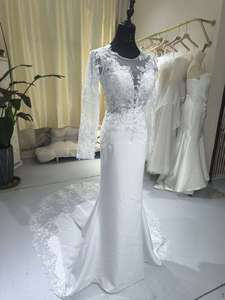 S2225N 2026 Nuevo Envío Directo, Vestido <span class=keywords><strong>de</strong></span> Novia Sirena <span class=keywords><strong>de</strong></span> Alta Calidad, Personalizado, Elegante, Sin Espalda, <span class=keywords><strong>Manga</strong></span> <span class=keywords><strong>Larga</strong></span>, con Apliques <span class=keywords><strong>de</strong></span> Encaje - Product Image 5