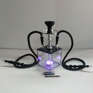 Ensemble de narguilé carré en acrylique 2026, 2 tuyaux, boîte à <span class=keywords><strong>chicha</strong></span> complète avec un joli éclairage LED RVB, chauffe-tabac en acier inoxydable, 42 cm - Product Image 5