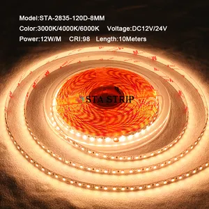 Nhà Máy Giá ấm mát trắng SMD2835 DC 24V 120LEDs/M IP20 không thấm nước linh hoạt LED Strip Lights cri98 5 năm bảo hành