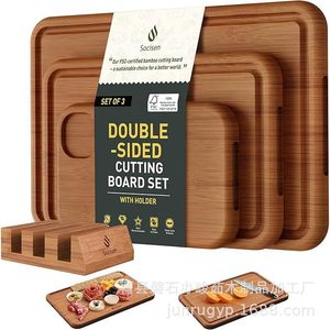 Solid Wood Cutting Board <b>Set</b> Rectangle Multifunctional For Kitchen Food Prep Chopping Block Three Piece <b>Set</b> - Product Image 2
