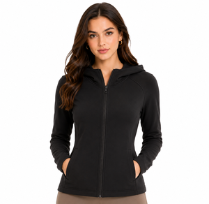 Giacca in Pile con Cappuccio e Zip per Donna, Beige, con Tasche Frontali, Vestibilità Regolare, per Tutte le Stagioni - Product Image 4