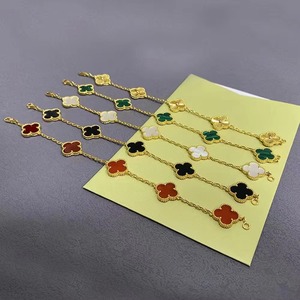 High-quality Classic Double-sided Lucky Grass Bracelet, Stainless Steel Plated with 18K Gold. Factory Wholesale of Jewelry. - Product Image 1