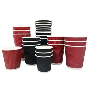 Wholesale Printing Eco-friendly Red And Black Coffee Paper Cup For Party Customized Hot Coffee Paper Cup