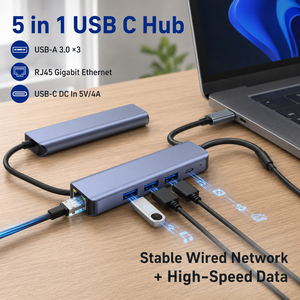 <span class=keywords><strong>Hub</strong></span> USB-C 5 en 1 con Gigabit Ethernet, 3x USB 3.0 5Gbps, Entrada de CC 5V/4A, Adaptador Multipuerto con Carcasa de Aluminio - Product Image 5