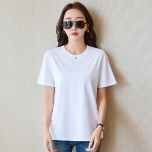 Camiseta de Mujer 74% Algodón 26% Poliéster, Corte Regular, Camisetas Básicas de Verano de Manga Corta, Camisetas con Logotipo Personalizado por Serigrafía - Product Image 2
