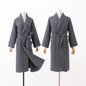 Commercio all'ingrosso di moda in <span class=keywords><strong>cotone</strong></span> <span class=keywords><strong>da</strong></span> donna Waffle accappatoio <span class=keywords><strong>da</strong></span> notte <span class=keywords><strong>da</strong></span> uomo tinta unita <span class=keywords><strong>casa</strong></span> vestiti pigiama coppia - Product Image 3