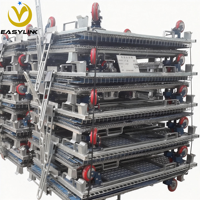 Easylink Chariot élévateur à cage en treillis métallique en acier Q235 durable, conception pliable, capacité 1200 kg, roues de 5 pouces, électrolytique
