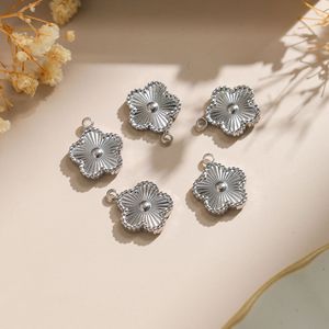 Gold <b>Silver</b> Two Tone Stainless Steel Classic Flower <b>Charms</b> Unisex Pendants for DIY Jewelry Making Accessories - Product Image 5