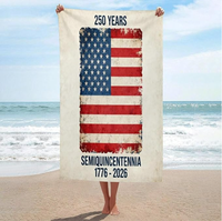 Serviettes de plage personnalisées en gros pour le 250e anniversaire des États-Unis, thème patriotique, anti-sable, en microfibre