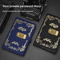 Carnet de notes vintage en cuir PU A5 avec feuille d'or rose, cadenas à combinaison à 3 chiffres, journal verrouillable privé, logo personnalisé