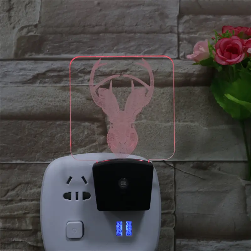 3D อะคริลิคสำหรับเด็กมีปลั๊ก USB รูปหัวใจสร้างสรรค์เปลี่ยนสีได้7สีไฟกลางคืน LED