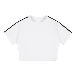 เสื้อยืดครอปแขนสั้นแบบบล็อกสีของผู้หญิงเสื้อครอป Y2K ข้ามพรมแดน - Product Image 1