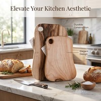 Planche à découper rectangulaire personnalisable en bois massif avec trous de suspension, écologique, réutilisable, durable, épaisseur 1,5 cm, pour steak et barbecue