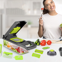 Hachoir à légumes en spirale, trancheuse à légumes, hachoir à oignon avec récipient Pro hachoir à aliments noir