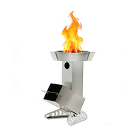 Réchaud à gaz portable INBESTCAMP, réchaud fusée en acier inoxydable pour le camping et la randonnée avec une combustion efficace