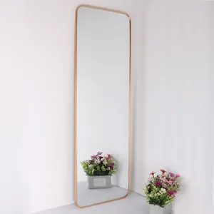 Wholesale Nordic Decorative Rectangle Wall Gold Aluminum Alloy Metal Frame Mirror For Home Bathroom Living Room