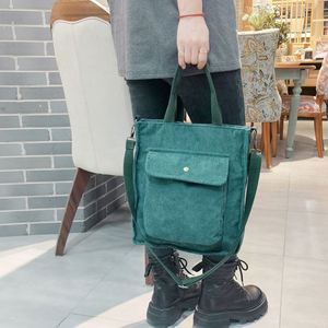 Bolsa de Libros Versátil para Estudiantes, Bolsa de Hombro Cruzada de Pana de Color Sólido de Gran Capacidad para Mujer con Logotipo Personalizado - Product Image 3