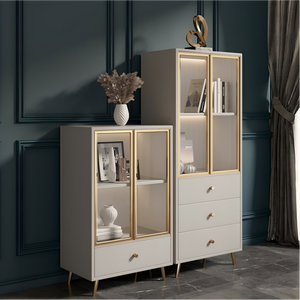 HMHF Solid <b>Oak</b> Drawer Cabinet for Bedroom/Living Room <b>Light</b> Luxury Modern Glass Bookcase Storage Cabinet Eco-Friendly Durable - Product Image 4