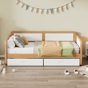 Canapé-lit en bois massif avec 2 tiroirs pour les chambres d'enfants, meubles de chambre à coucher - Product Image 2