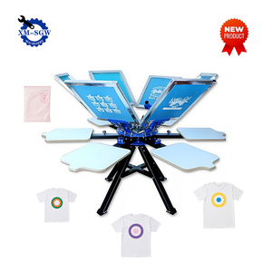 <strong>Manually</strong> Rotatable <strong>Screen</strong> Printing Machine 6 Color 6 Station for T-shirt <strong>Fabric</strong> - Product Image 1
