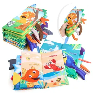 Wholesale Ocean Farm Jungle Tail Animals Story Bath Book Baby Soft Fabric Bath Book