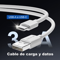 Cable de Datos USB a Tipo-C ESEEKGO G-02AW 3A de Carga Rápida, 1M 3.3FT, Cable de Cobre Blanco Anti-rotura USB-A a USB-C para Teléfono y Portátil