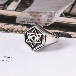 Retro Starburst Men's <b>Ring</b> <b>Titanium</b> Steel Eight Pointed Star Gift Jewelry SA623 - Product Image 1