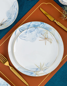 Venta directa de los fabricantes, nuevo juego de vajilla de cerámica de lujo ligero chino, 60 piezas, juego de cuencos de comedor para 10 personas, regalo - Product Image 3