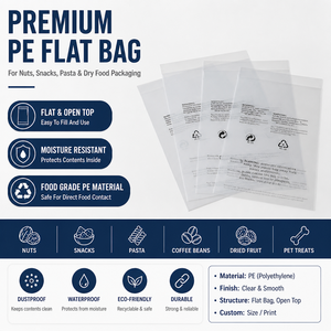 PE Flat Open Top Plastic Bags Clear Polyethylene Flat Packaging Bags for General Goods Packaging