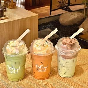 แก้วพลาสติก PET ใสแบบใช้แล้วทิ้ง ขนาด 98 มม. สำหรับใส่เครื่องดื่ม เช่น มิลค์เชค สมูทตี้ ของหวาน ไอศกรีม พร้อมฝาโดมแบบปิดสนิท - Product Image 3