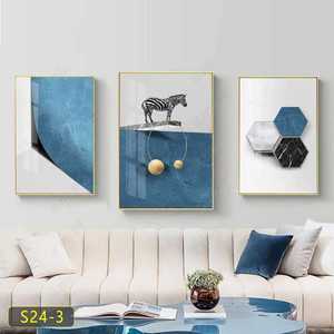 Tableaux et Affiches Muraux Cercles Géométriques Abstraits de Luxe Encadrés, <span class=keywords><strong>Peinture</strong></span> en Porcelaine Cristal pour Décoration de Salon - Product Image 4