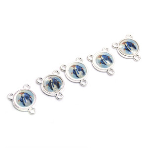 Perle de chapelet ronde en alliage, 1,8x1,4 cm, trois trous pour la fabrication de colliers - Product Image 2