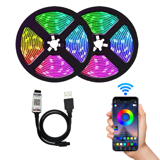 USB 5V RGB  5050 Smart Strip Light 30leds/m CE RoHS Seven Color Atmosphere Control  Control  LED Strip Light