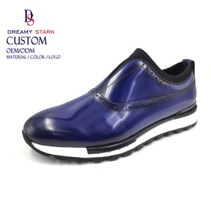 Chaussures de sport formelles pour hommes en cuir véritable italien faites à la main, durables, légères, respirantes, à enfiler, tendance mode, pour le bureau - Product Image 2